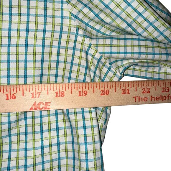 Lands End Sz 12P No Iron Pinpoint Oxford Shirt Plaid Office Preppy Casual - Picture 8 of 9